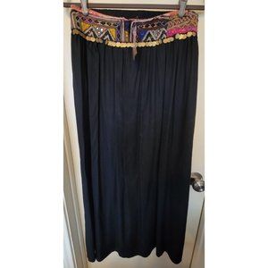 Earthbound Trading Co Maxi Black Dangling Coins Festival Skirt Slits Size XL NWT